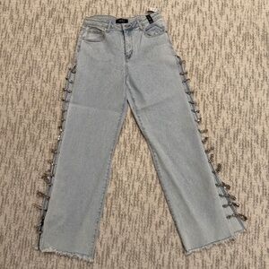 AKIRA COVERED IN DIAMONDS RELAXED JEANS